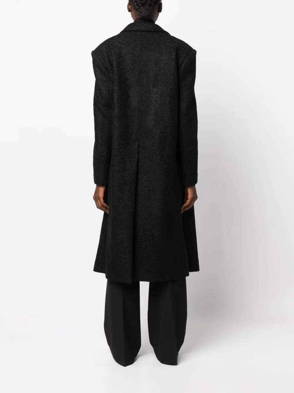 felted single-breasted long coat