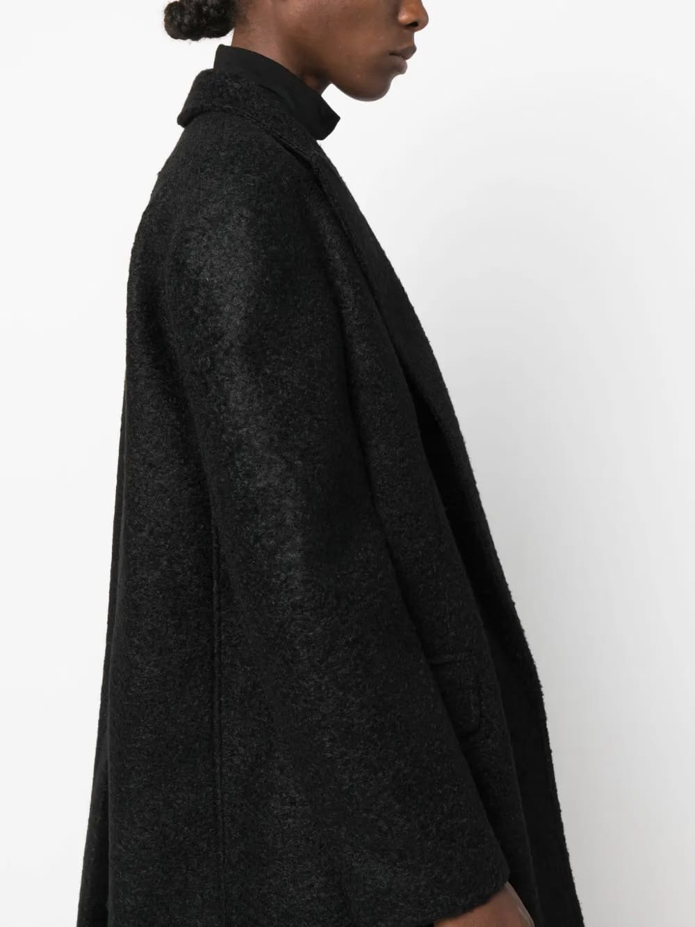 felted single-breasted long coat