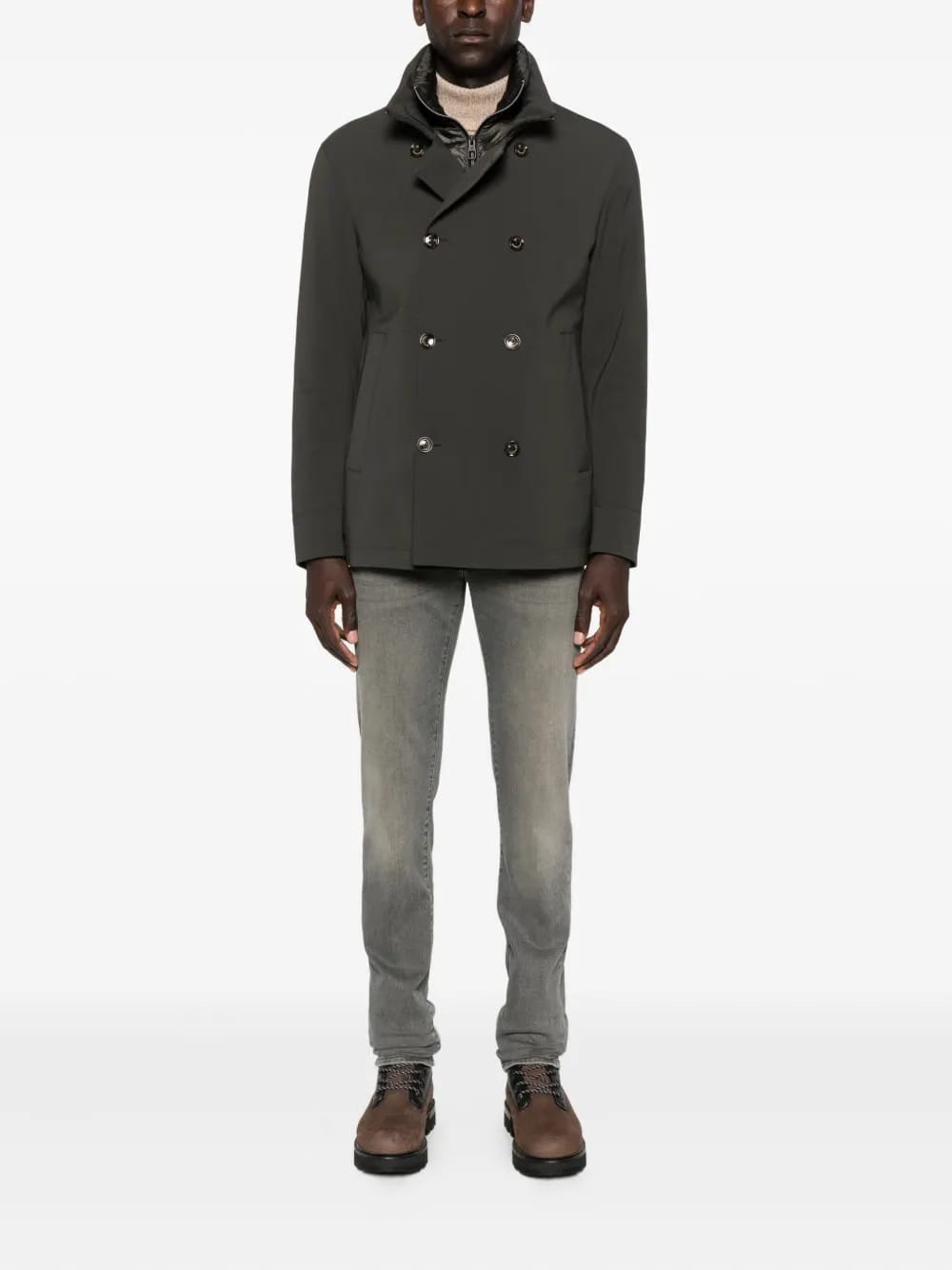 double-breasted zip-front jacket
