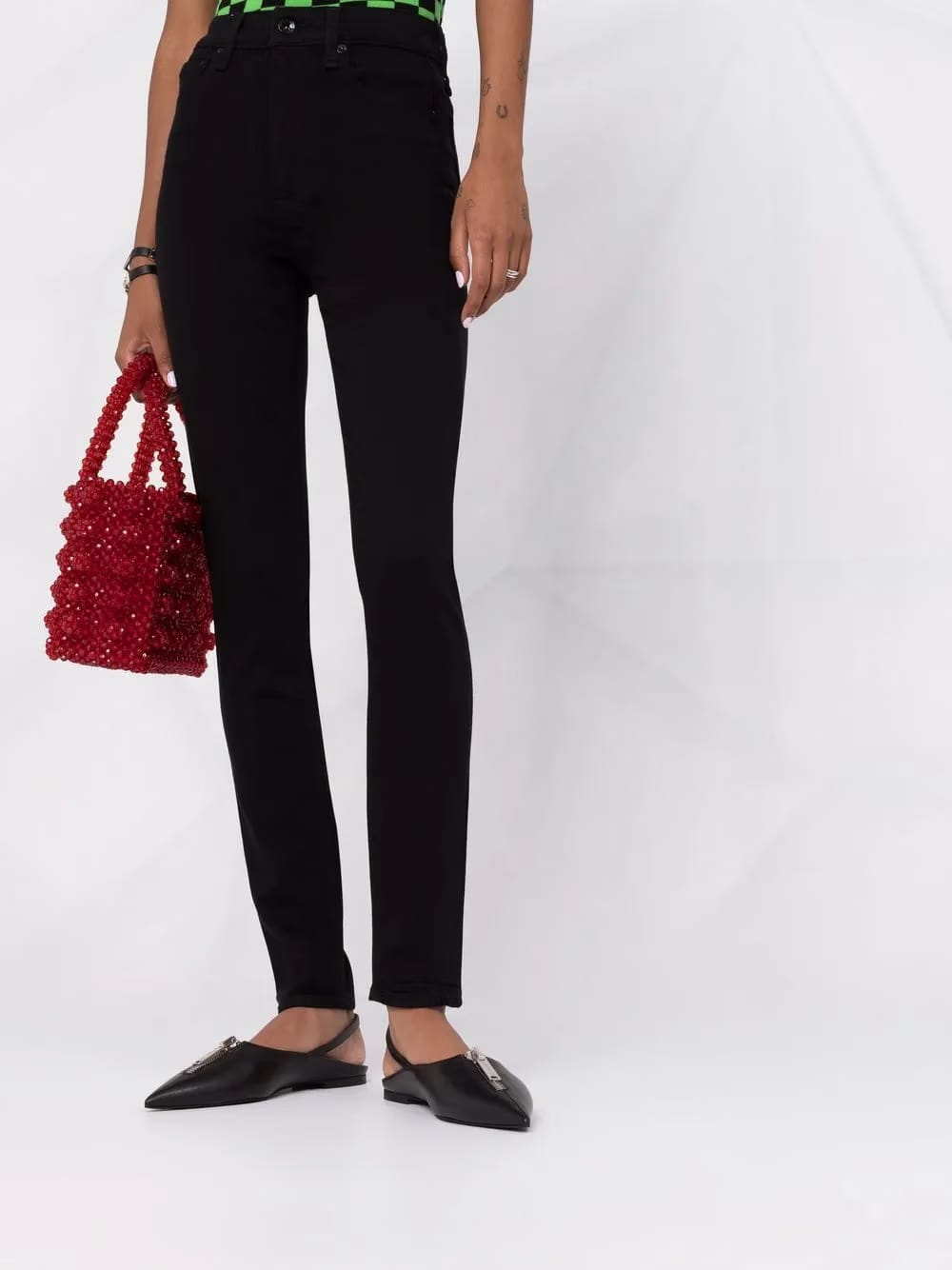 high-waisted slim fit jeans
