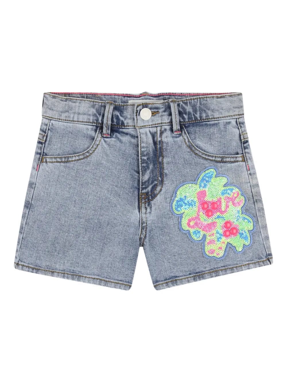 sequin-embellished denim shorts