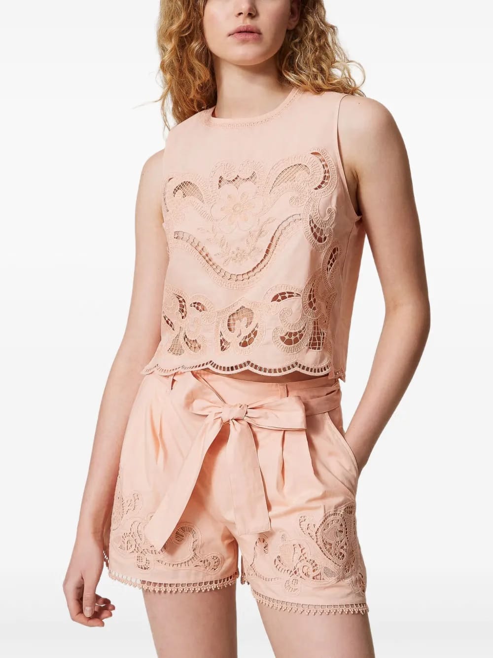 broderie-anglaise sleeveless top