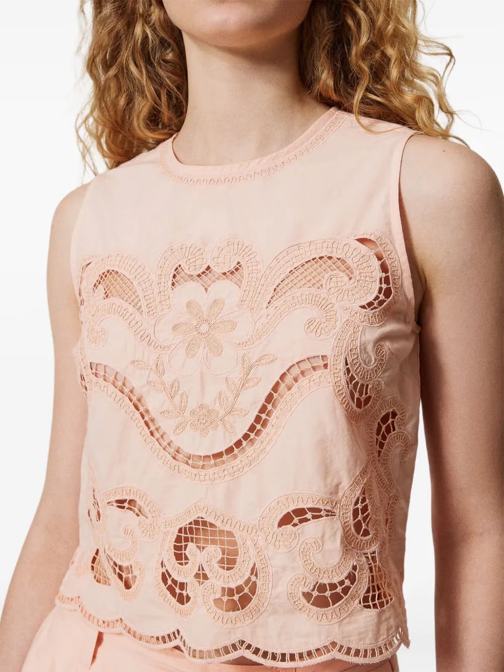 broderie-anglaise sleeveless top