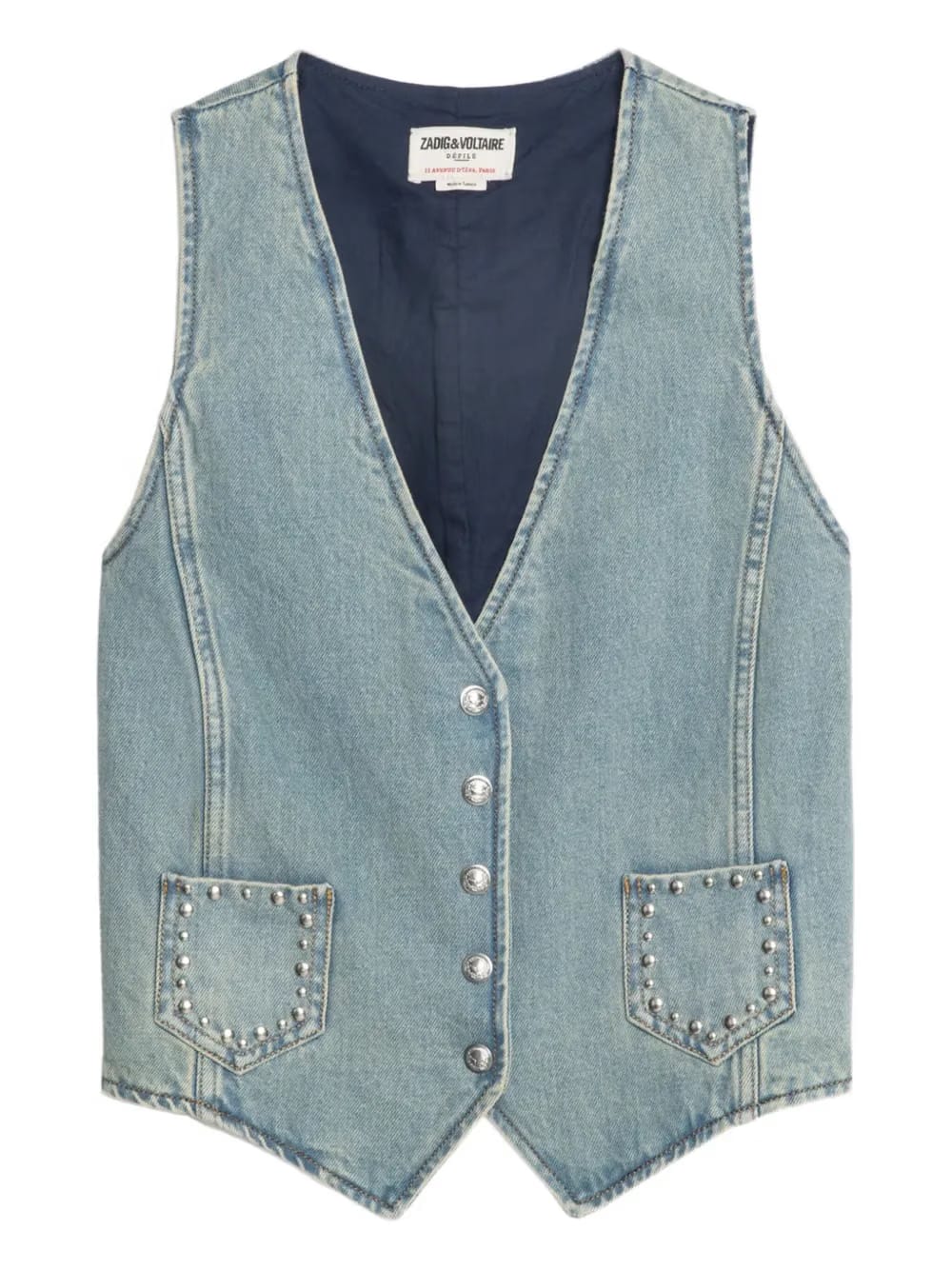 V-neck studded waistcoat