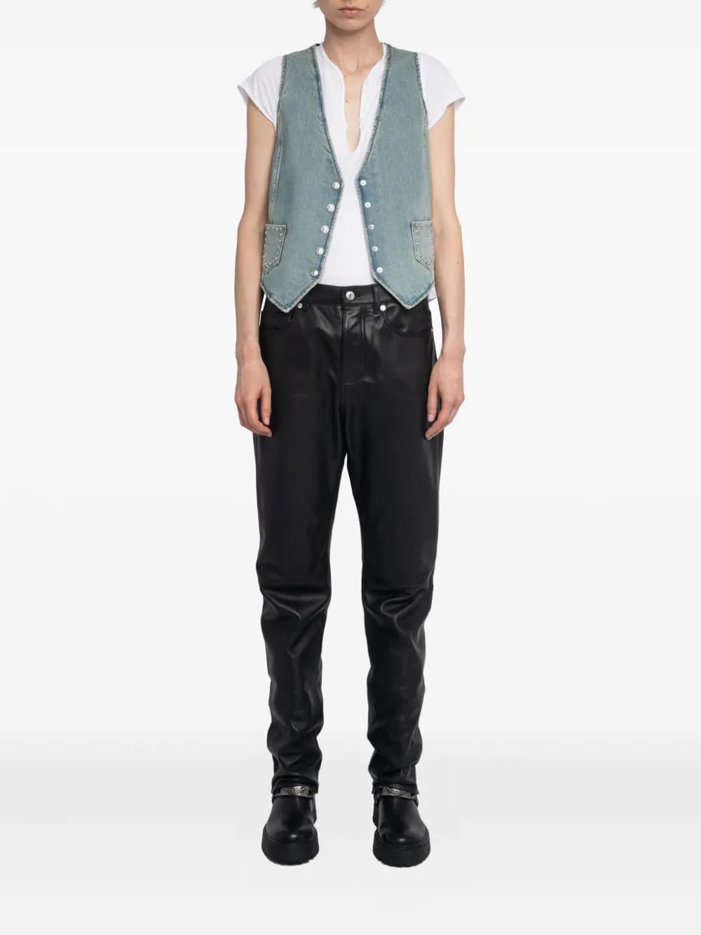 V-neck studded waistcoat