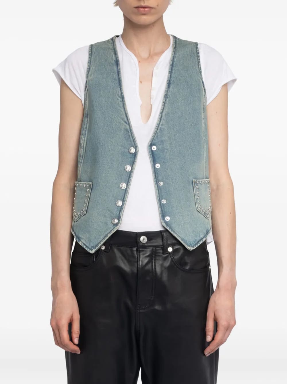 V-neck studded waistcoat