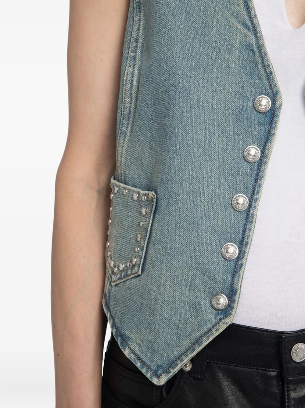 V-neck studded waistcoat