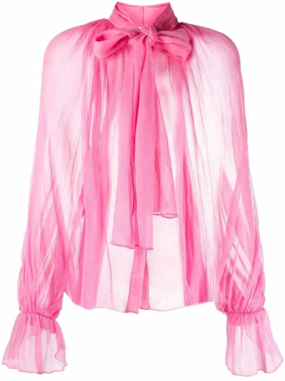 semi-sheer pussybow silk blouse