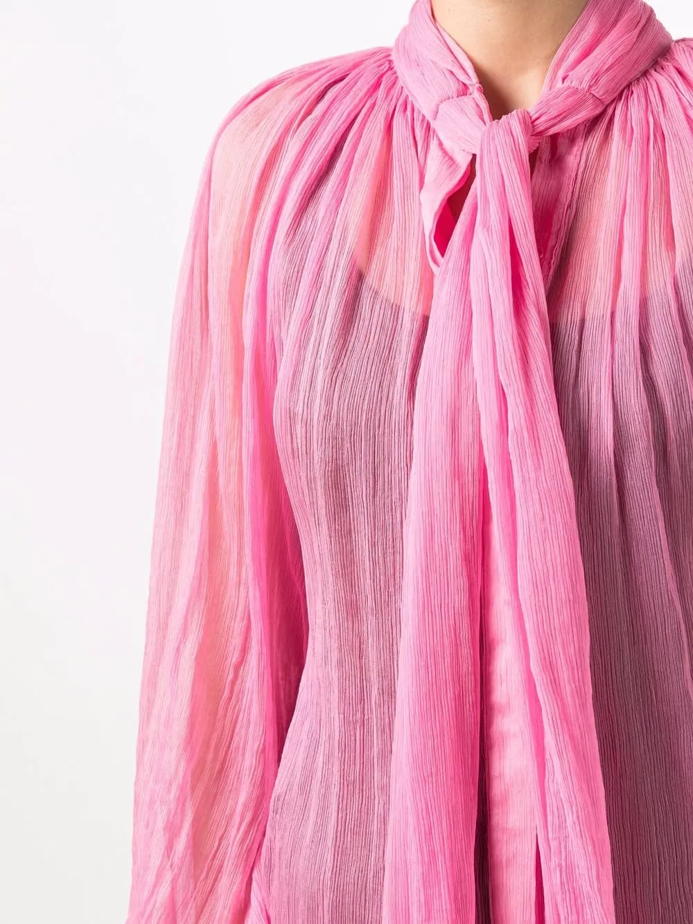 semi-sheer pussybow silk blouse