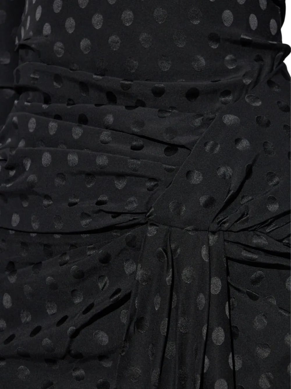 draped polka-dot mini dress