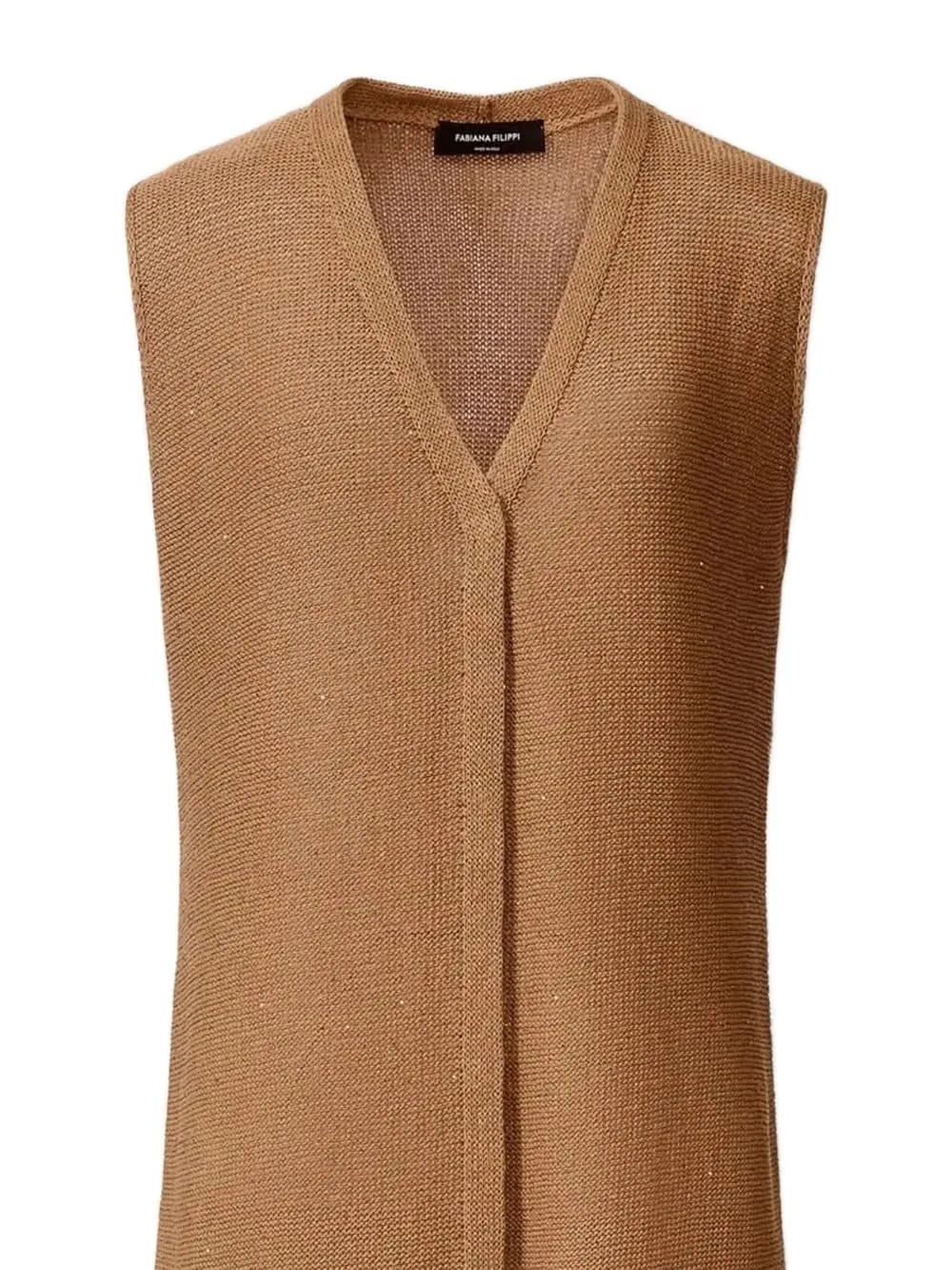 V-neck knit sleeveless cardigan