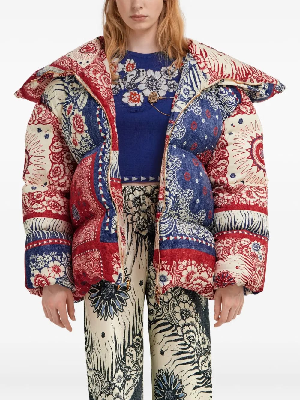 bandana-print puffer jacket