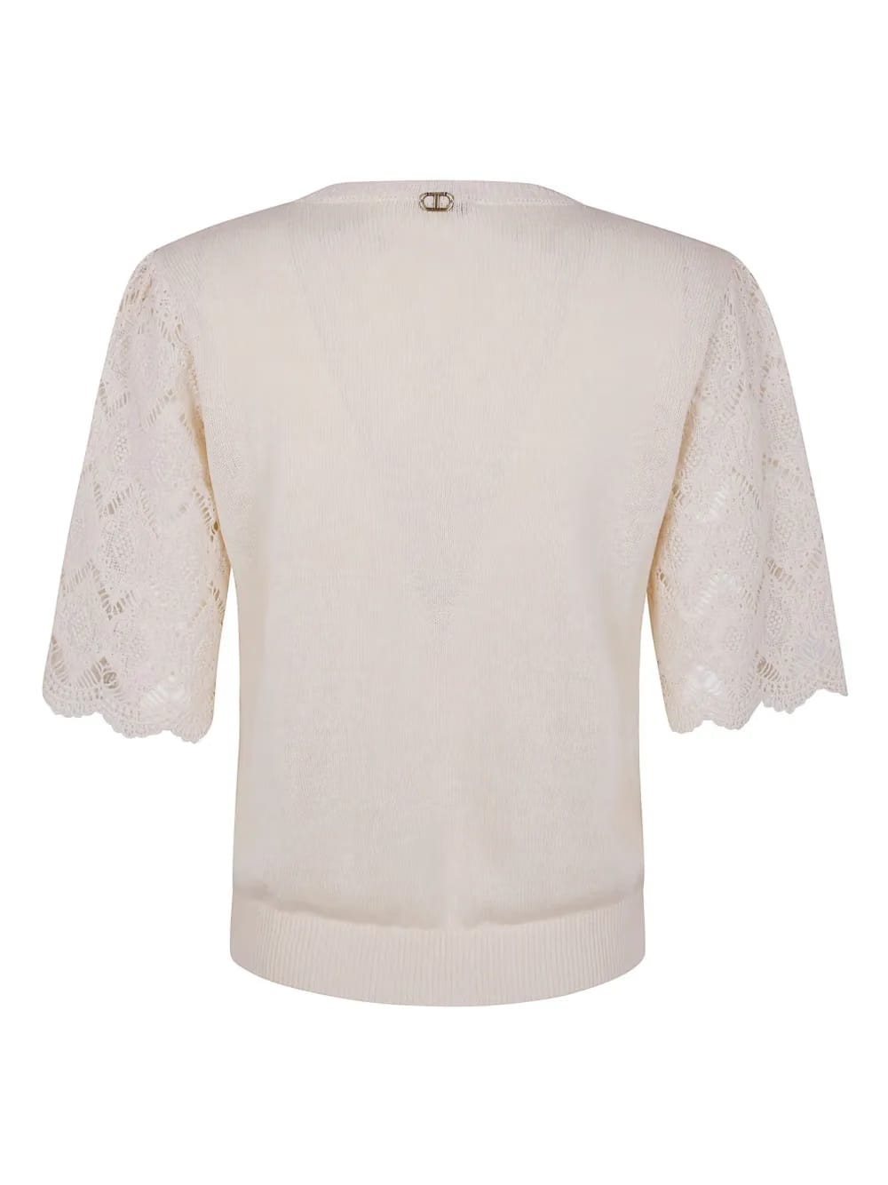 lace-sleeved blouse