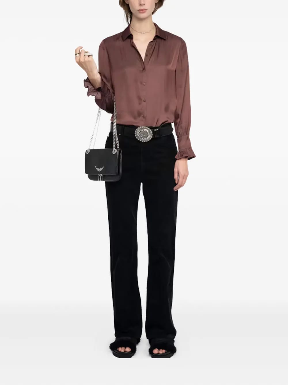 ruffled long-sleeves top