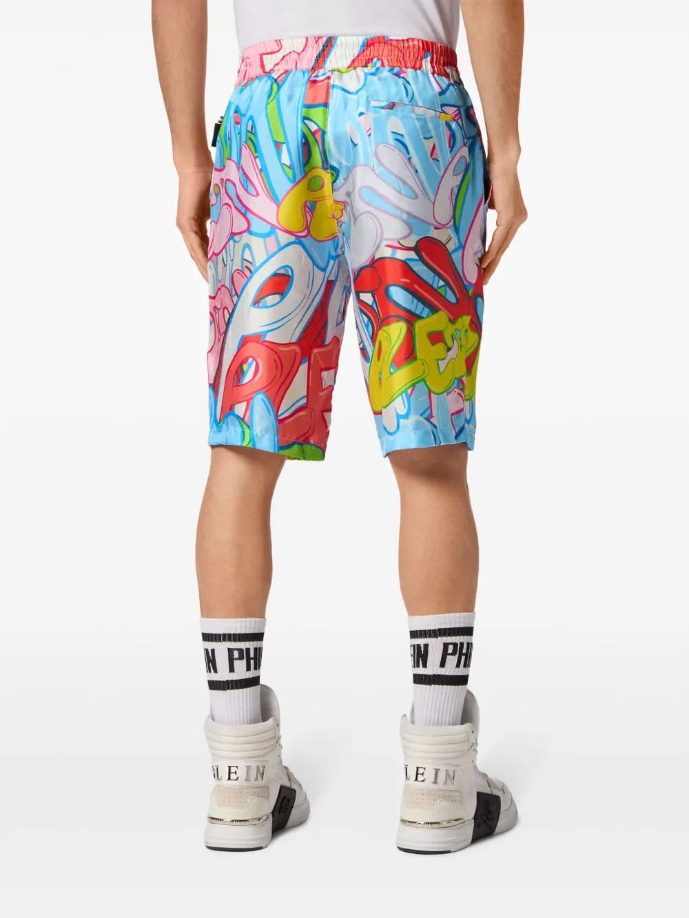 Bombing Graffiti silk bermuda shorts