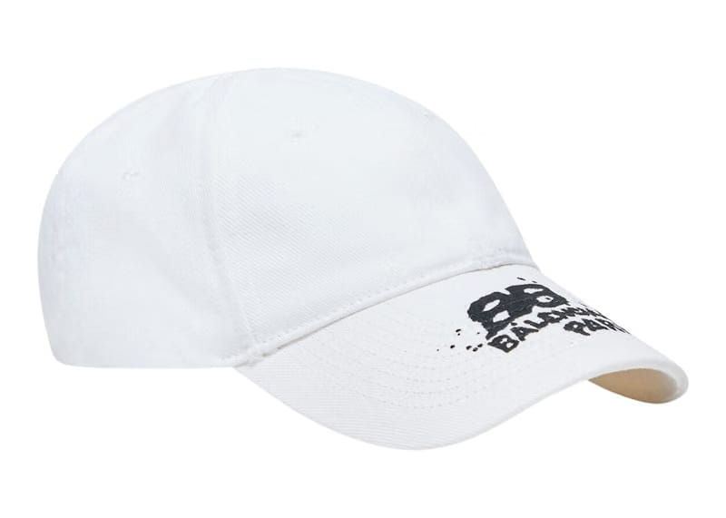 Balenciaga Hand Drawn BB Icon Velcro Tab Baseball Cap White/Black