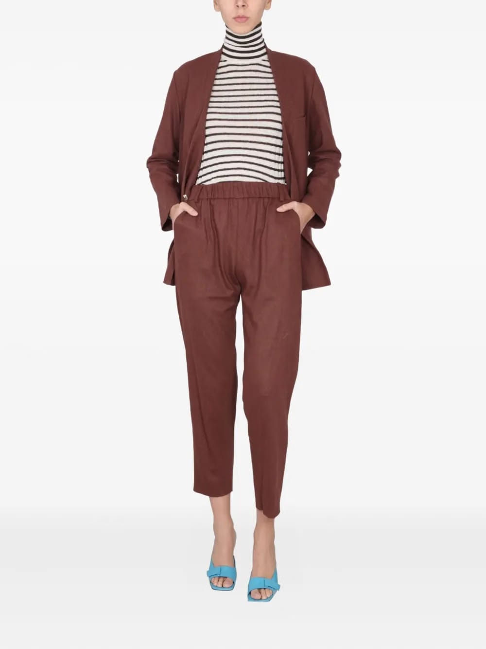 elastic-waistband pocket trousers