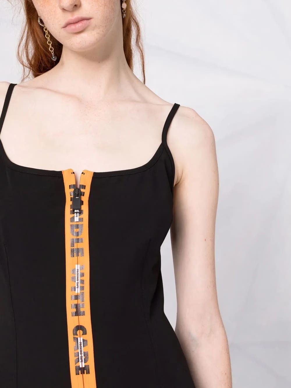 gabardine zipped short dress