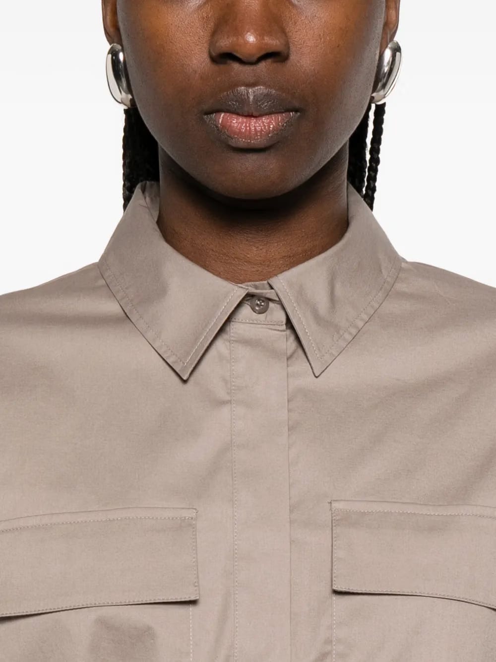 chest-pockets belted dress