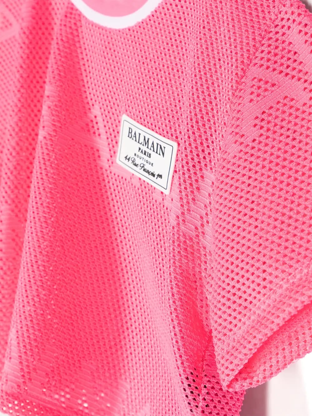 logo-patch mesh T-Shirt