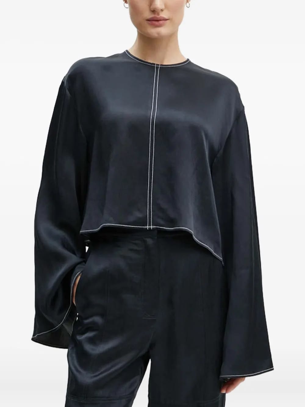 contrast-stitching top