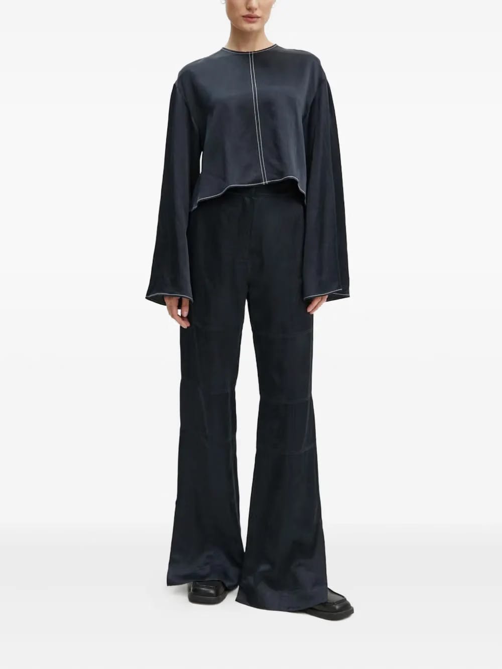 contrast-stitching top
