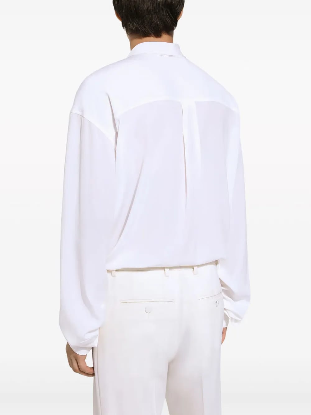 scarf-collar silk crepe shirt