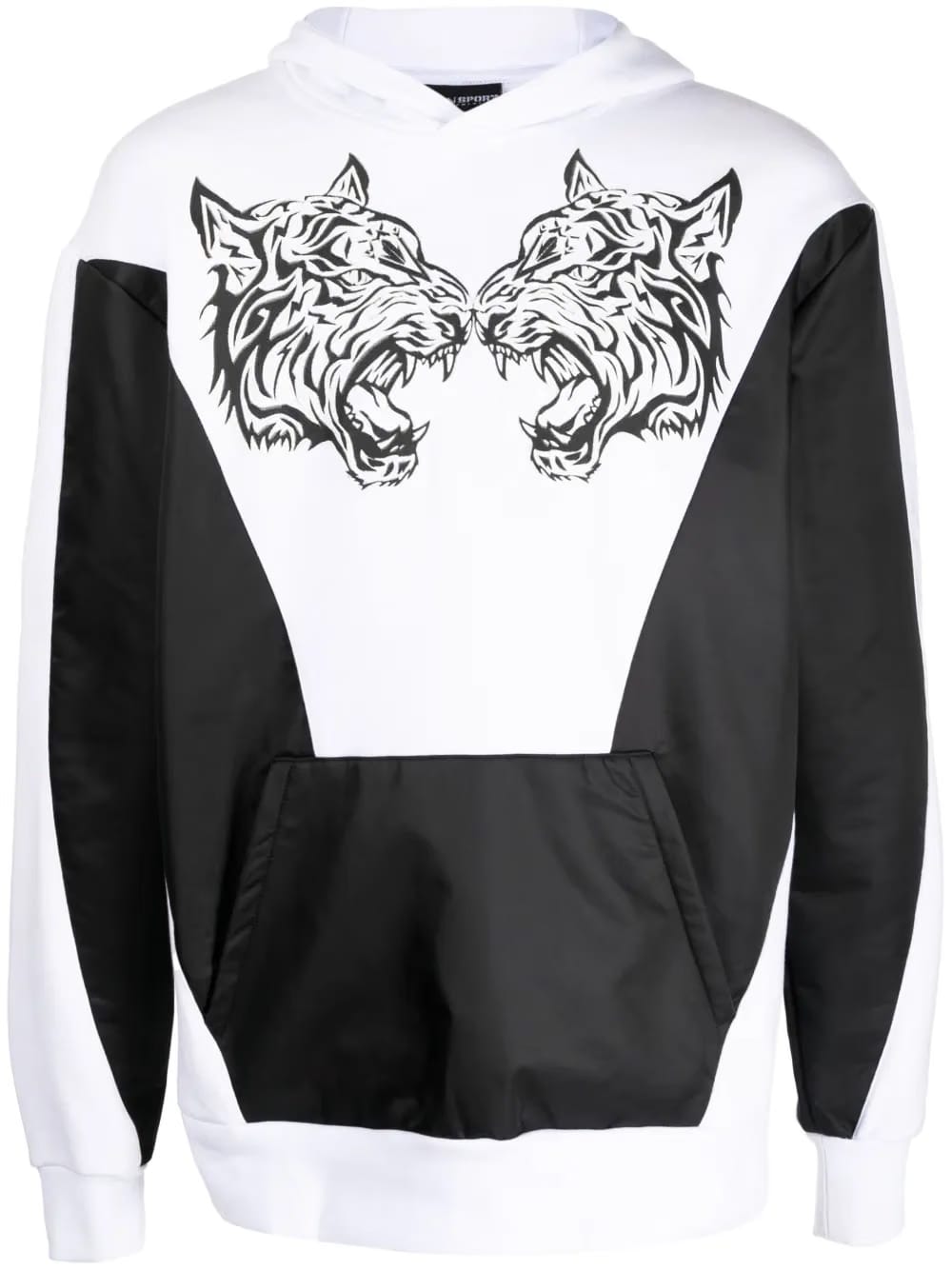 tiger-print panelled Hoodie