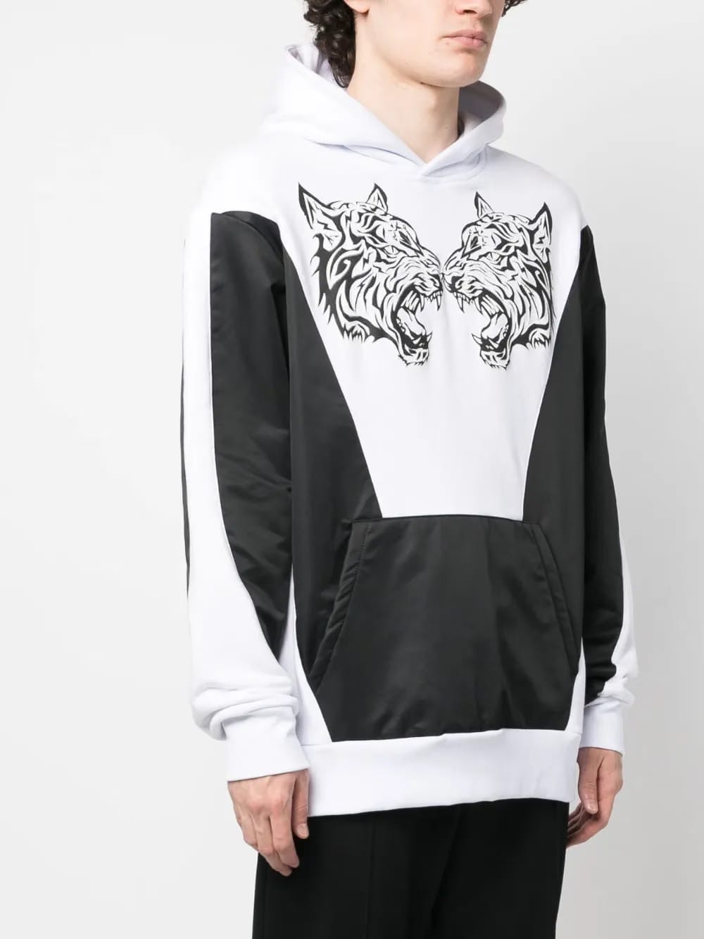 tiger-print panelled Hoodie