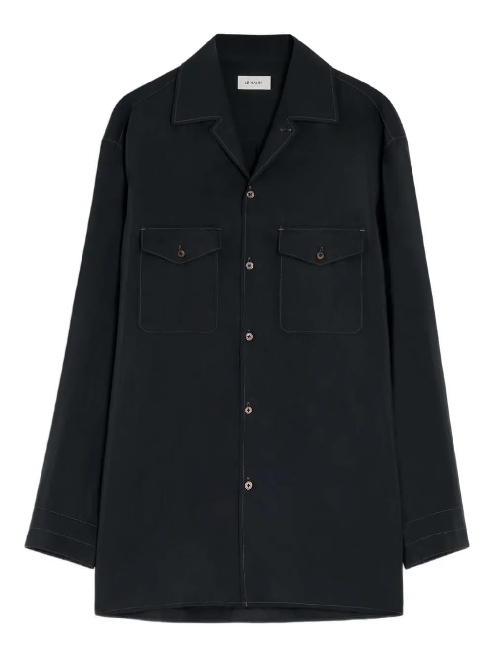 notched-collar fla-pocket shirt