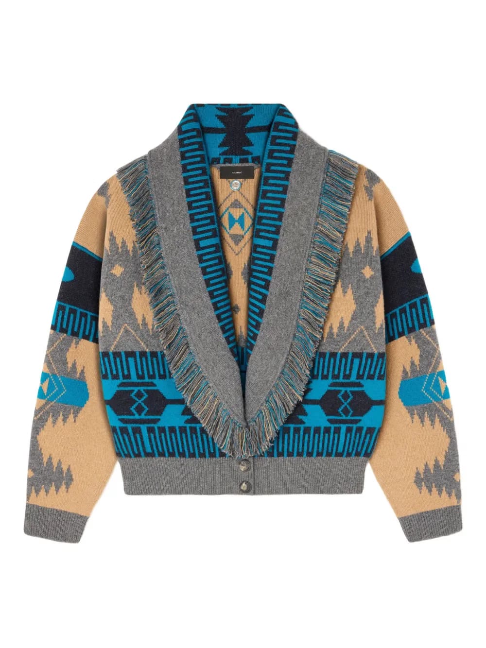 Icon jacquard fringe bomber jacket