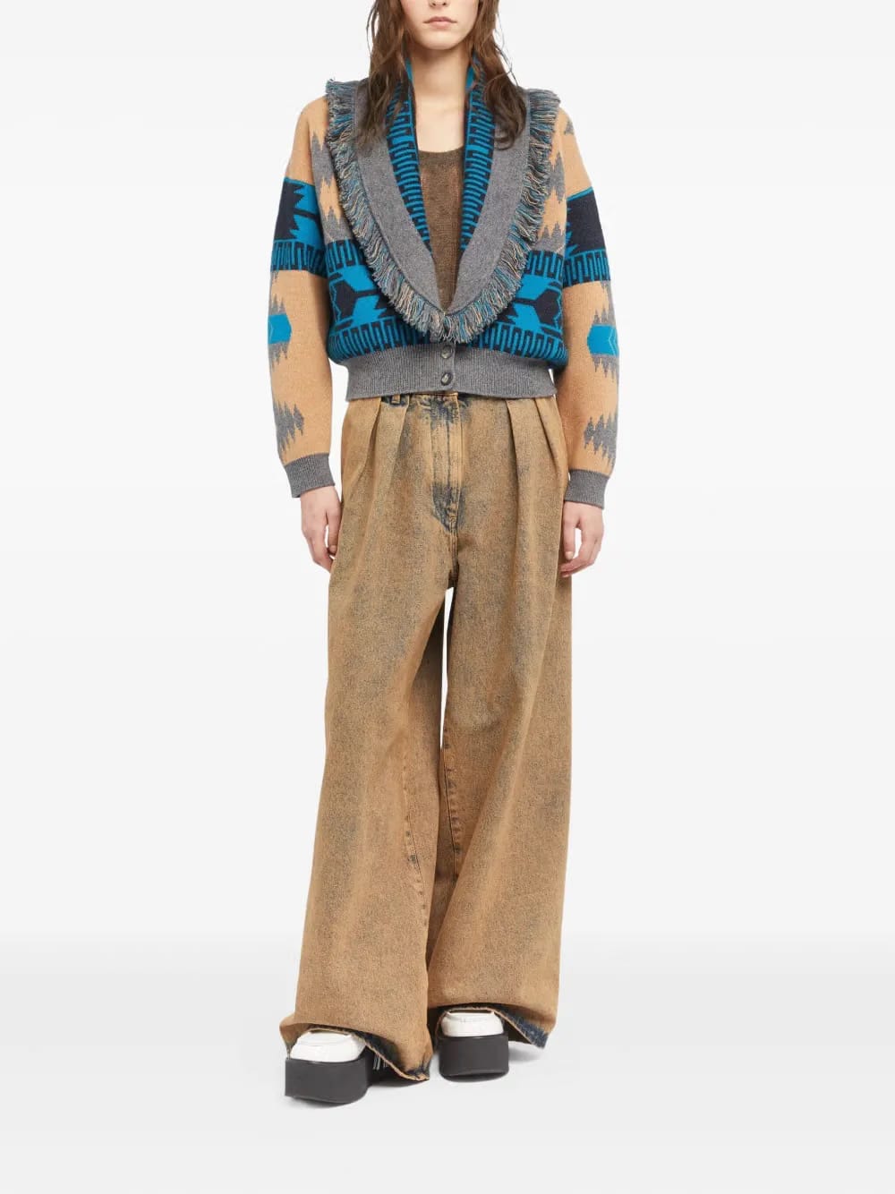 Icon jacquard fringe bomber jacket