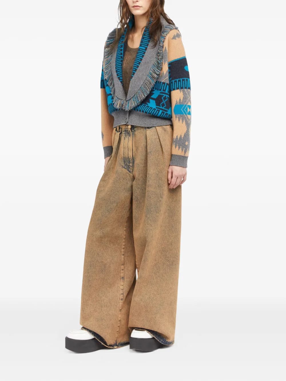 Icon jacquard fringe bomber jacket