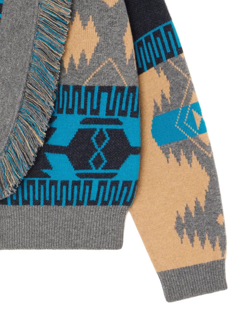 Icon jacquard fringe bomber jacket