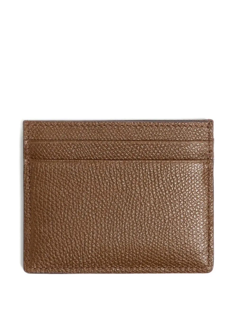 VLogo Signature card holder in denim with floral embroidery