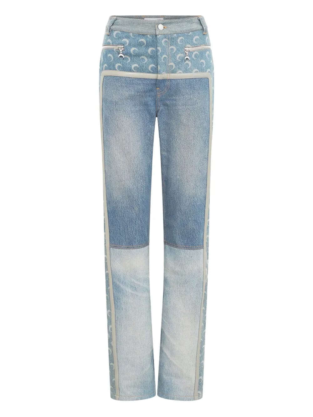 moon-print zip-fly jeans