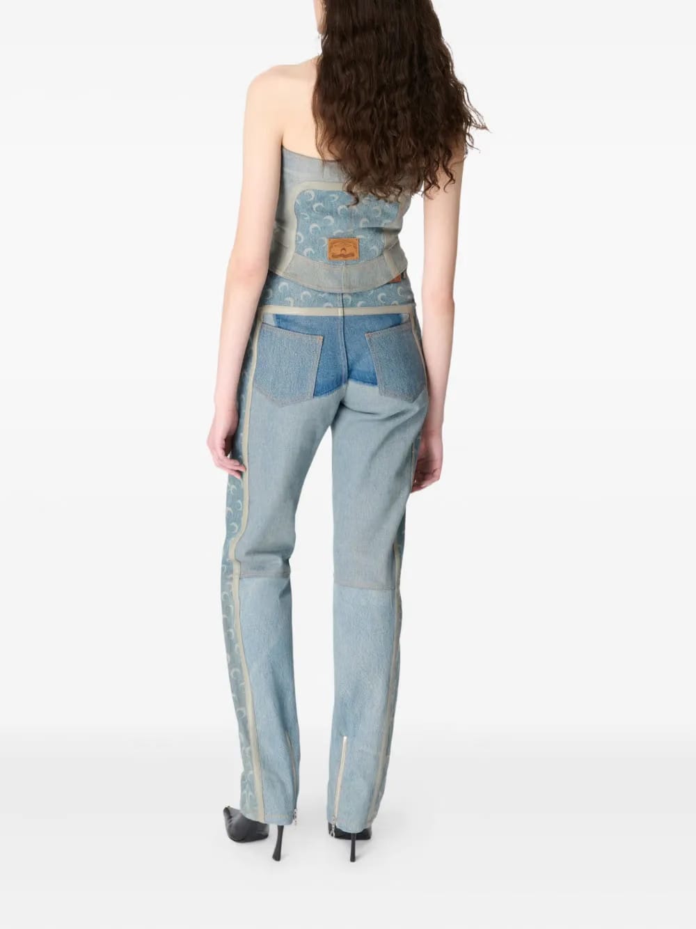moon-print zip-fly jeans