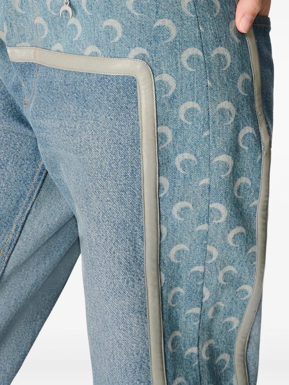 moon-print zip-fly jeans