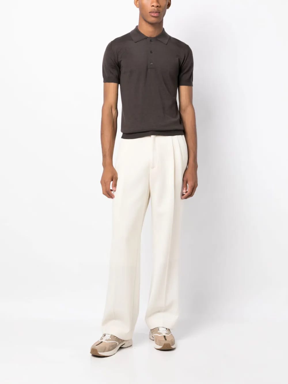 knitted short-sleeve polo shirt