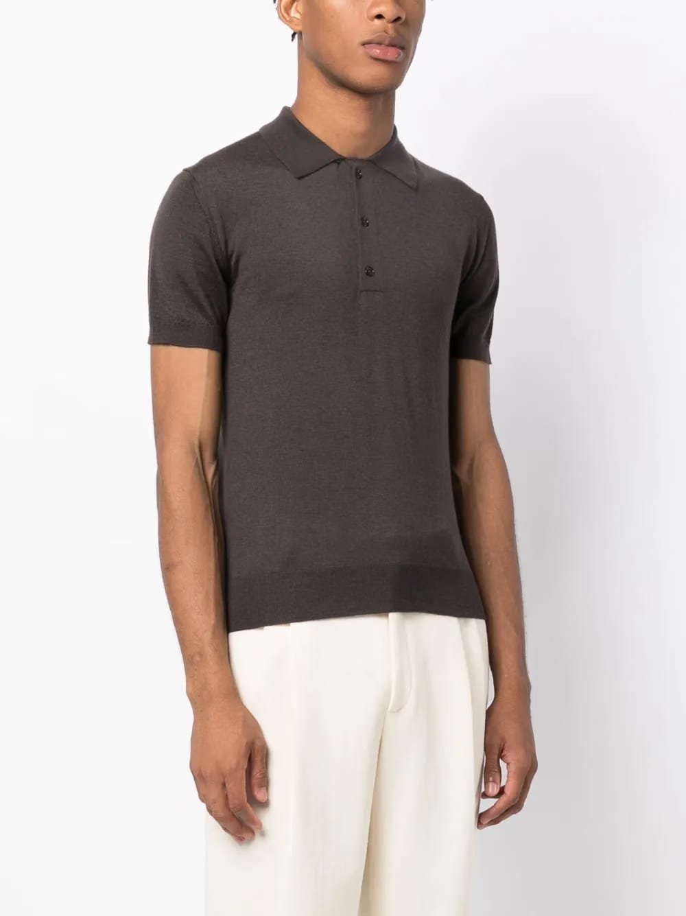 knitted short-sleeve polo shirt