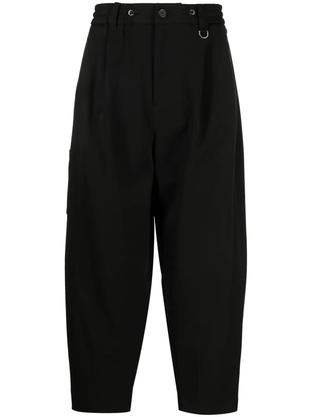 logo-embroidered pleated drop-crotch trousers