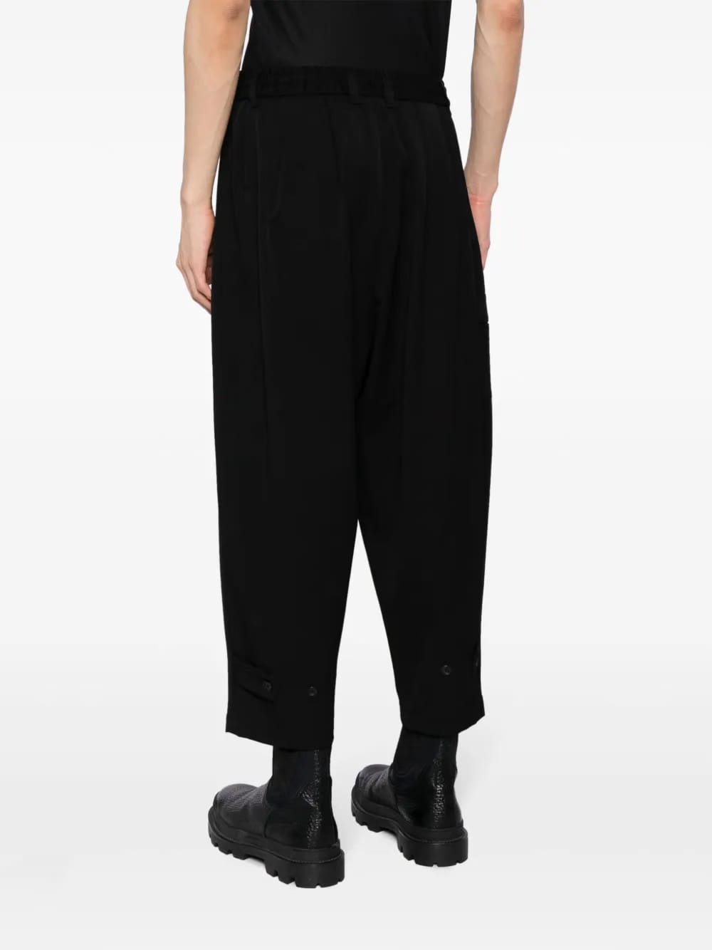logo-embroidered pleated drop-crotch trousers