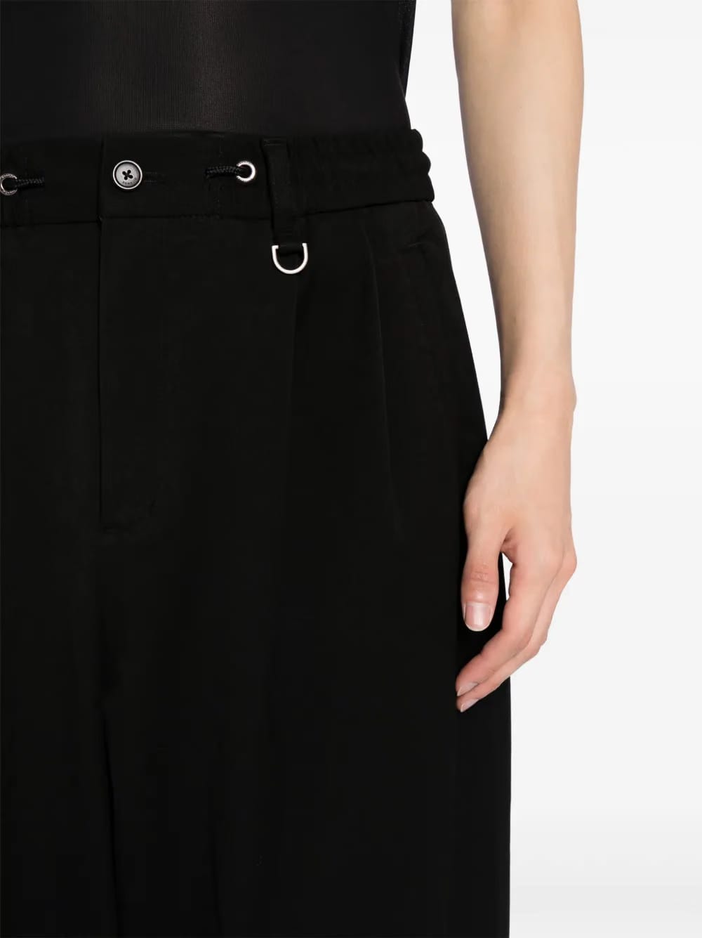 logo-embroidered pleated drop-crotch trousers