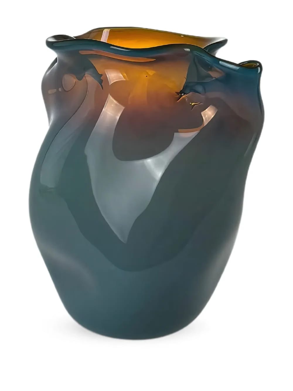 Conch scalloped-edge glass vase (28cm)