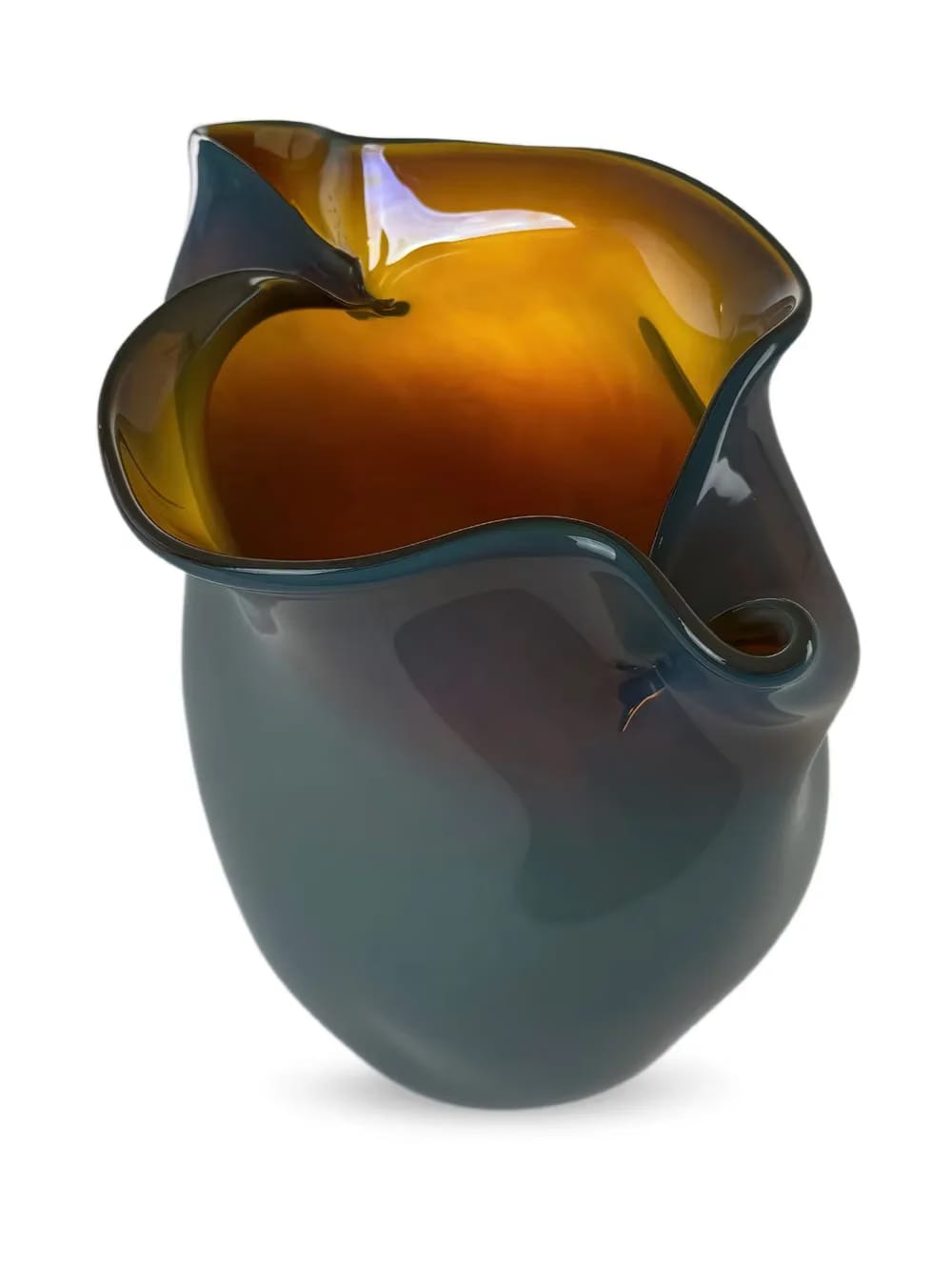Conch scalloped-edge glass vase (28cm)