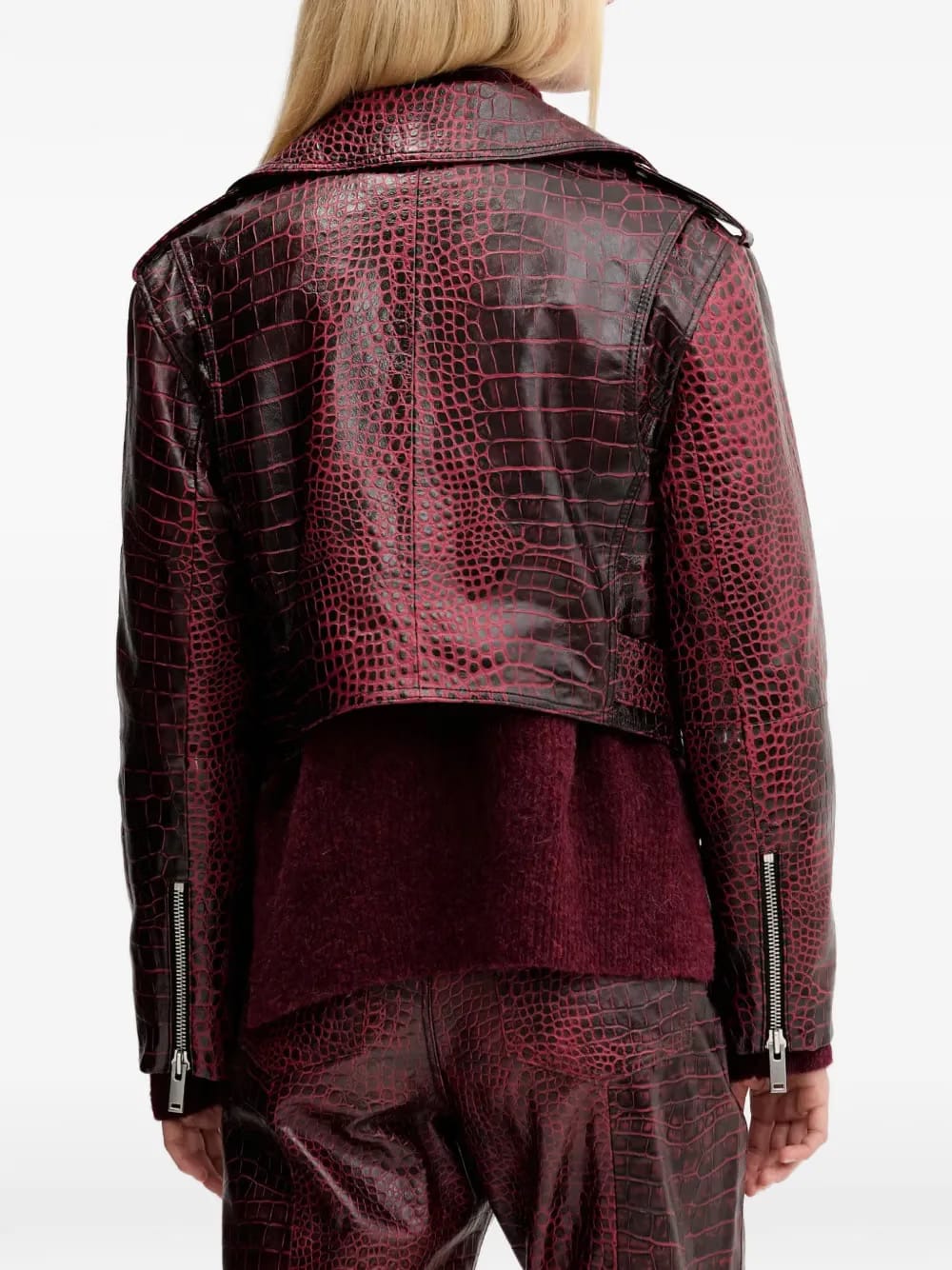 crocodile-effect biker jacket
