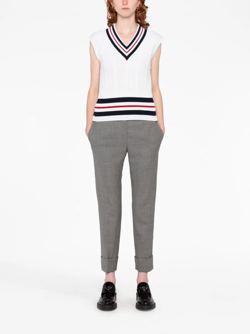 RWB-stripe cashmere top