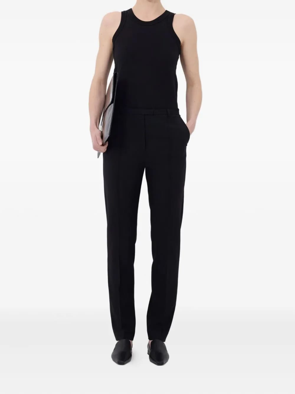 pleat-detail straight trousers