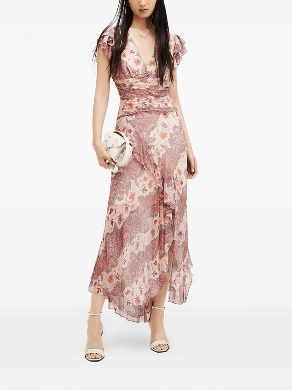 Brea ruffled paisley midi dress
