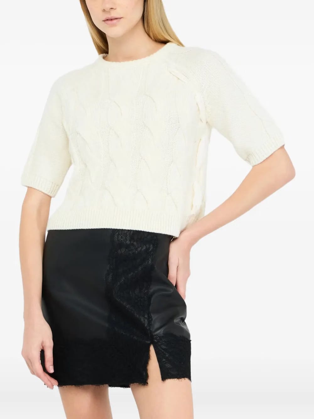 cable-knit raglan-sleeve sweater